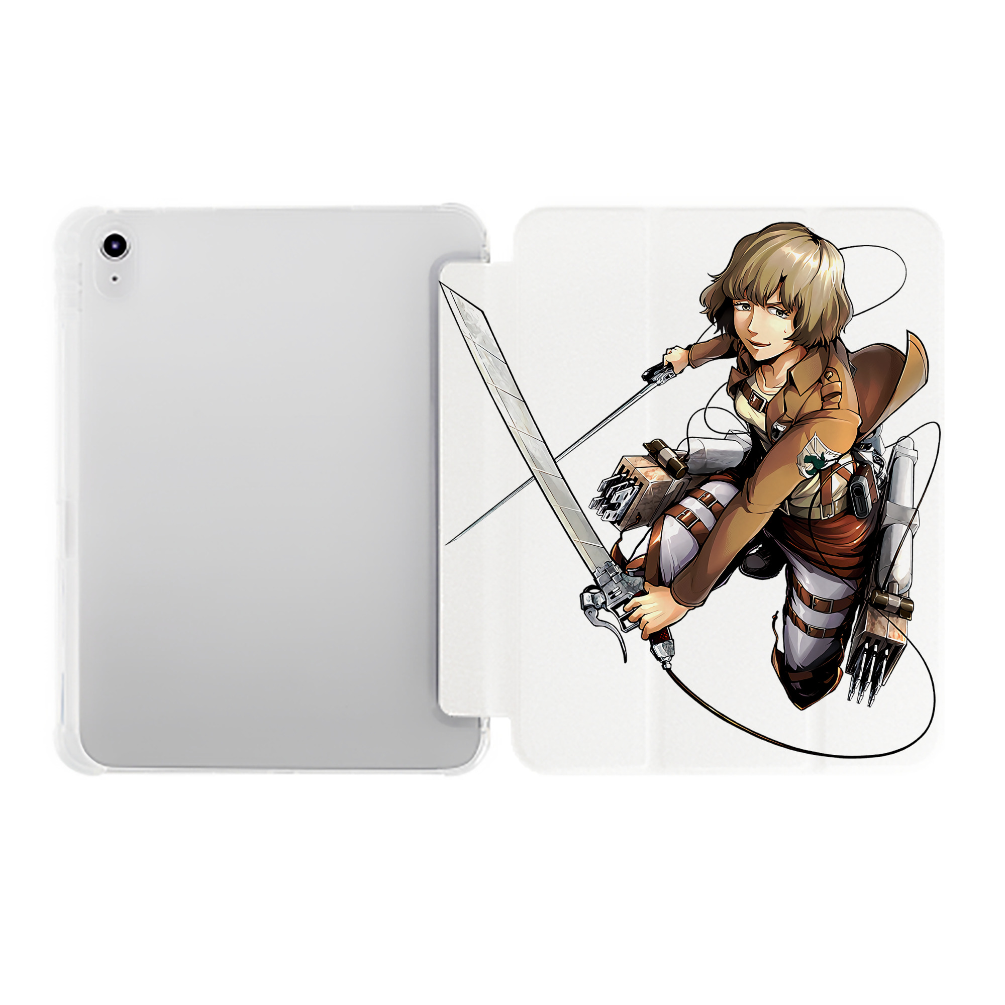 （画像用） 進撃の巨人 ヒツチ Attack on Titan Hitch IPad ケース ペン収納付き 三つ折りスタンド PUレザー×シリコン 対応機種9.5/10.5/10.9インチ